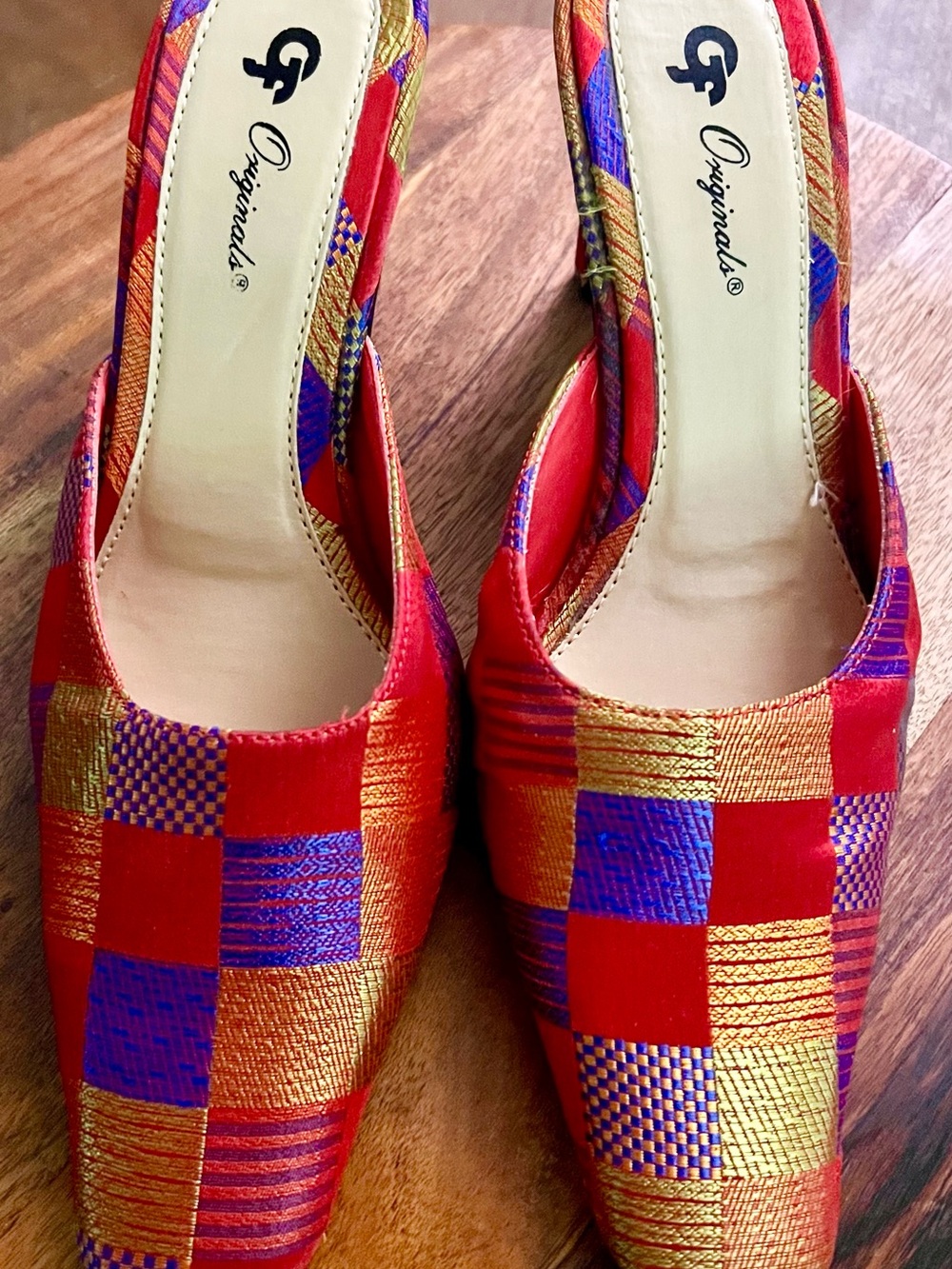 GF (Gianfranco Ferre) Multicolor Patchwork 2 1/2” Kitten Heels